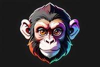 Colorful stylized monkey head with rainbow gradient effect and detailed facial features on black background, artistic mascot design for gaming and branding purposes.