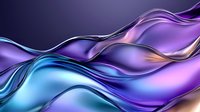 Abstract flowing waves in purple and blue colors create dynamic motion effect with smooth glossy curves and gradient transitions on dark background.