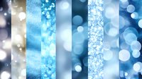 Vertical stripes of frosted, icy, and sparkling textures in shades of blue, white, and silver with bokeh effects and glitter. Use for winter backgrounds, holiday designs, seasonal graphics.