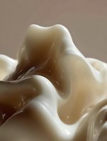 Smooth flowing waves of cream and chocolate blend in luxurious swirls creating rich abstract shapes against soft neutral background, suitable for confectionery marketing.