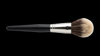 Makeup brush with black handle and natural bristles isolated on transparent background, ready for clipart, t-shirt design, print-on-demand, sublimation, and sticker applications.