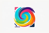 Vibrant spiral swirl in rainbow colors with dynamic brush stroke effect on white background, modern abstract logo design element for creative projects.