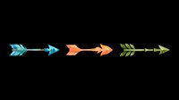 Colorful directional arrows in blue, orange, and green with geometric patterns, isolated on transparent background. Ready for t-shirt design, clipart, stickers, sublimation, and print-on-demand projects.