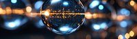 Shiny disco ball reflecting blue and golden lights in nightclub atmosphere, creating festive party ambiance for entertainment events.