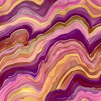 Vibrant wavy pattern in purple, pink and gold tones creates fluid marble effect. Seamless repeat design for fabric, wallpaper and surface pattern applications.