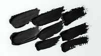 Black paint brush strokes on white background, artistic grunge texture elements isolated for creative design projects and digital compositions.