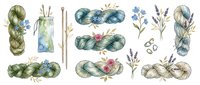Young woman with long blonde hair styled in braids, wearing casual clothing, surrounded by botanical elements including lavender, wildflowers, and decorative rope accents. Suitable for wellness, beauty, and nature-themed designs.