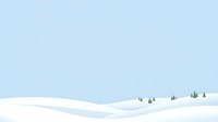Minimalist winter landscape with rolling snow hills and evergreen trees on light blue background, suitable for seasonal designs and holiday projects.