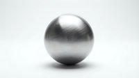 Polished chrome metal sphere with brushed steel texture and reflective surface on white background for modern design projects.