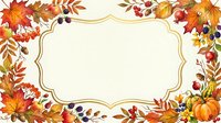 Autumn harvest frame with fall foliage, pumpkins, and berries on cream background. Isolated design element for seasonal greeting cards, invitations, and autumn-themed projects.