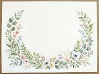 Watercolor floral wreath frame with eucalyptus leaves and wildflowers on textured paper background for wedding invitations and greeting cards.