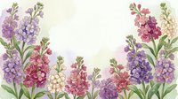 Watercolor floral border with purple, pink, and cream wildflowers on soft pastel background, perfect for greeting cards and invitations.
