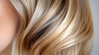 Luxurious blonde hair highlights with smooth wavy texture showing professional balayage coloring technique and healthy shine. Close up of modern hairstyle trends.