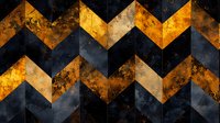 Dramatic chevron pattern in gold and black with grunge texture and distressed metallic effect creates bold geometric design for modern industrial backgrounds.