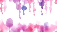 Watercolor drips in pink and purple hues create dreamy abstract pattern. Paint splatters and drops flow organically on white background for artistic designs.