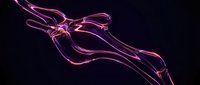 Glowing neon ribbon flowing dynamically against dark background, featuring vibrant magenta and purple light trails with smooth curves for modern design projects.