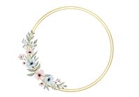 Circular gold frame with delicate watercolor wildflowers and greenery on white background, isolated design element for invitations, greeting cards, and decorative projects.