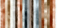 Watercolor vertical stripes in earthy tones of terracotta, beige, blue and gray on textured paper background. Abstract minimalist pattern.