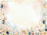 Festive celebration frame with balloons, gift boxes, and floral elements on isolated background, ready for invitations, greeting cards, and party design projects.
