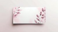 Elegant business card mockup with delicate pink watercolor leaves and branches on light background, blank space for text and logo placement.