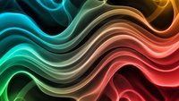 Abstract flowing waves with vibrant gradient colors from teal to orange creating dynamic motion effect for modern digital backgrounds and creative designs.