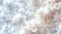 Delicate snowflakes on fresh white snow surface with soft warm light creating magical winter texture. Natural crystalline patterns in macro photography.