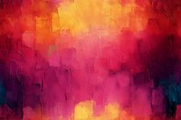 Abstract art background with vibrant pink, red, yellow and dark blue colors blending together in textured brushstrokes creating dramatic mood and dynamic composition.