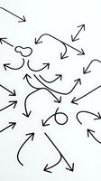 Hand-drawn curved arrows pointing in various directions on white background, minimalist line art style for presentations and infographics.