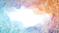 Watercolor floral frame with hand-drawn botanical elements in pastel gradient colors creating decorative border for wedding invitations and greeting cards.