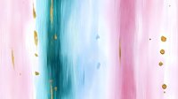 Abstract pastel background with pink, turquoise, and white brush strokes accented by gold splatters, creating a dreamy artistic texture for modern design projects.