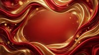 Luxurious red and gold liquid waves with glowing particles create an elegant abstract background suitable for premium branding, presentations, and festive designs.