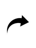 Black curved arrow pointing right on white background isolated for web design and user interface elements.