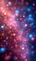 Magical bokeh lights in pink and blue colors creating dreamy abstract background with glowing particles and blurred circles for festive designs.