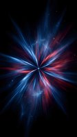 Radiant starburst with blue and red light rays emanating from center against dark background. Suitable for technology, energy, motion graphics, and abstract design projects.