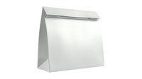 White paper bag mockup isolated on transparent background for packaging design and branding projects.