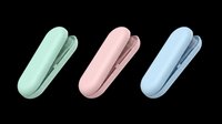 Three pastel mini bag sealer clips in mint, pink, and blue, isolated on transparent background, ready for product design, clipart, stickers, and print on demand use.