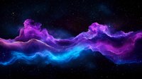 Vibrant cosmic nebula with flowing purple and blue gas clouds against starry space background, creating ethereal celestial landscape for astronomy and space designs.