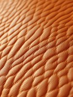 Close-up macro photograph of textured human skin showing natural lines, wrinkles and pores in warm orange tones, revealing detailed surface patterns and texture.