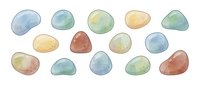 Watercolor gemstones and mineral stones in pastel colors, isolated on white background. Perfect for jewelry design, wellness branding, crystal shop graphics, and decorative clipart projects.