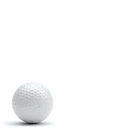 White golf ball isolated on clean background with shadow, sports equipment for recreational and professional play, copy space for text.