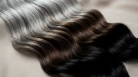 Luxurious wavy hair extensions in natural brown and black tones flowing elegantly, perfect for beauty salon marketing and hair care product advertising.
