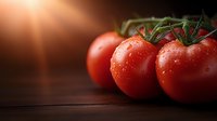 Fresh ripe tomatoes with water drops on dark wooden background in dramatic lighting. Close up view with selective focus and copy space for text.