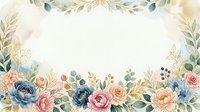 Watercolor floral frame with pastel roses, peonies, and greenery on a light background, perfect for wedding invitations and greeting cards.