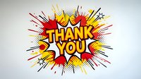 Thank you message in comic book style explosion burst with red, yellow, and orange colors on white background, isolated and ready for design use on greeting cards, posters, and digital projects.