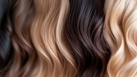 Luxurious wavy hair extensions in blonde, brunette and black colors showcasing natural texture and shine for salon and beauty industry applications.