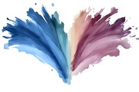 Abstract watercolor splash in blue and purple hues with flowing brushstrokes on white background for creative design projects and artistic compositions.