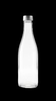 Empty glass bottle with metal screw cap isolated on transparent background, ready for product mockups, packaging design, beverage branding, print-on-demand projects, and commercial applications.