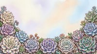 Watercolor succulent plants arranged in corners on soft pastel background, isolated design element for greeting cards, invitations, and botanical artwork projects.
