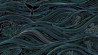 Abstract flowing waves pattern with turquoise lines on dark background creating organic movement for modern design projects and decorative applications.