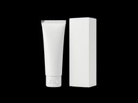 Blank cosmetic tube and box isolated on transparent background, ready for branding, packaging design, print-on-demand products, sublimation, and commercial mockups.